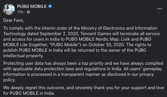 Mobile|《PUBG Mobile》手游定于10月30日在印度停服