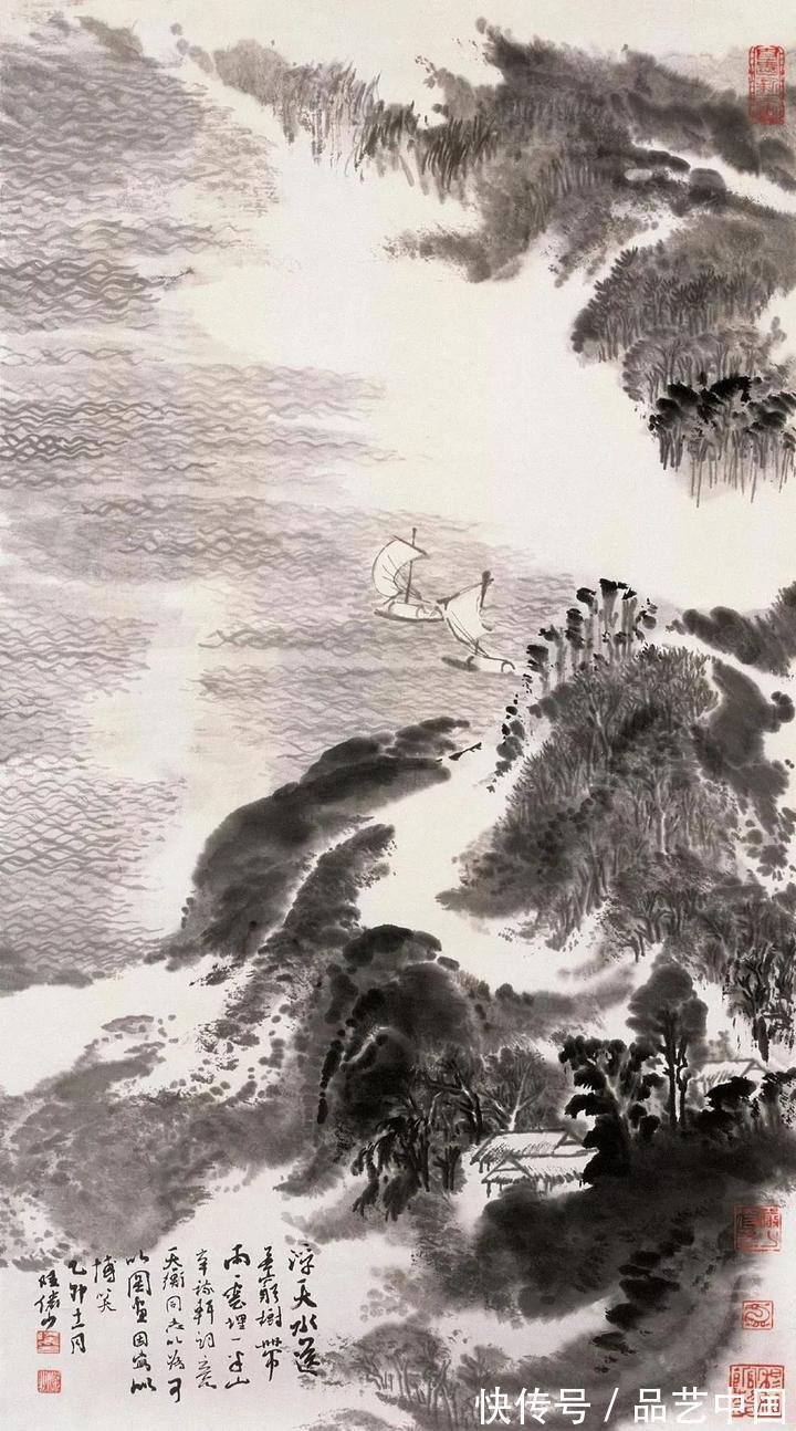 风雨归舟!陆俨少:画雨,“斜”字要用好