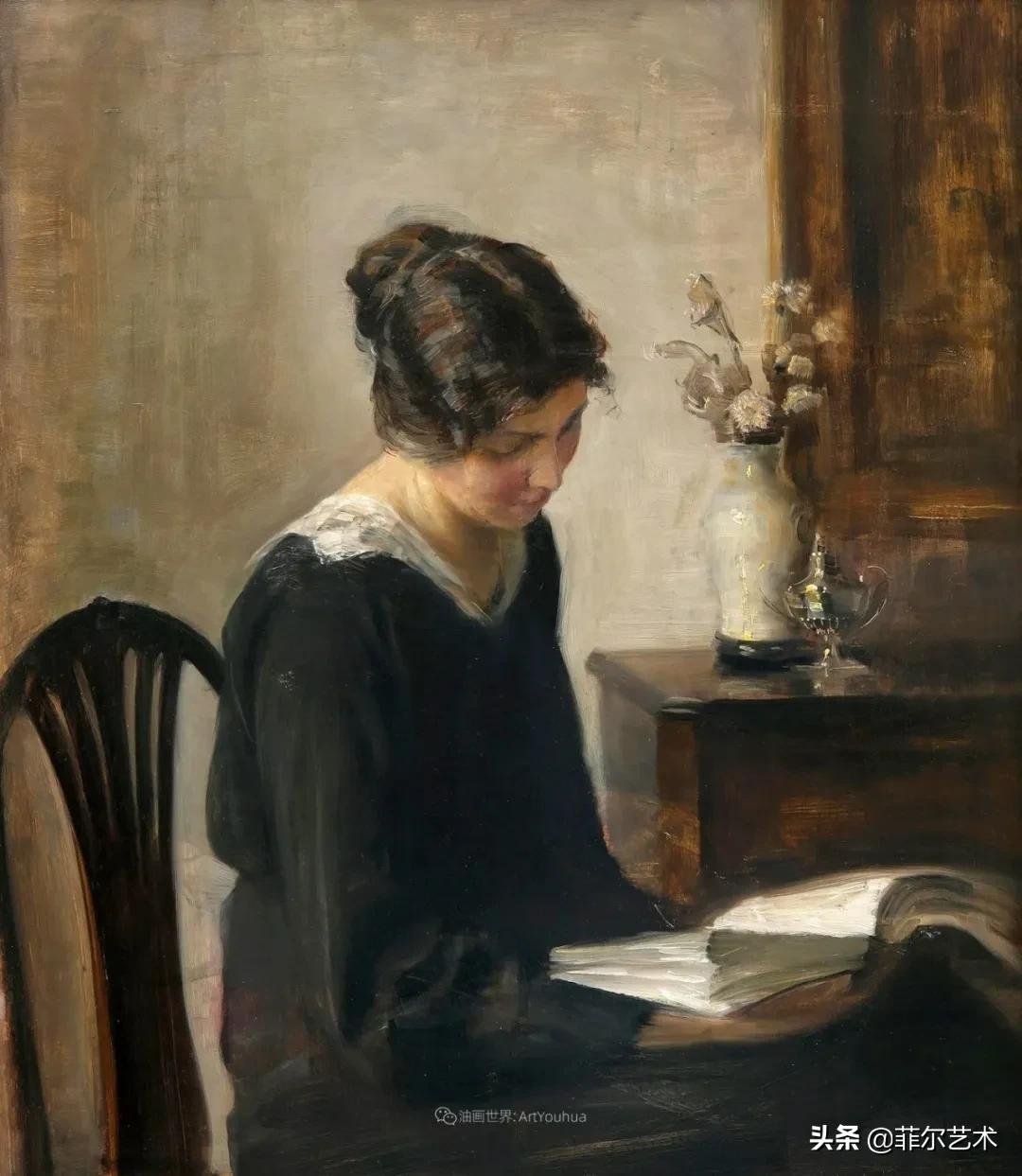 kol|丹麦画家卡尔·维尔赫姆笔下油画里安静的女子，奇妙的光影