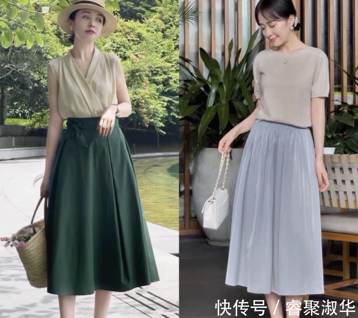 夏日|中年女性这样穿挺好看的,简约大方的夏日穿搭示范,温柔优雅