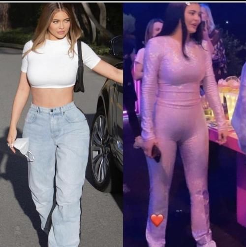 富婆凯莉·詹娜穿绿裙耀眼，双腿比超模肯豆的还修长，和街拍反差大