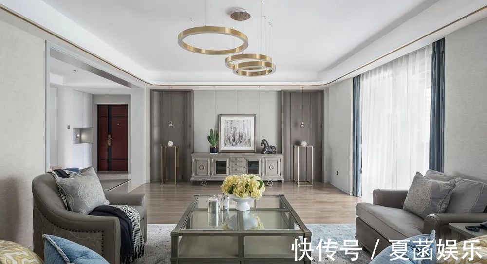 灰色调|178㎡现代美式,当美式遇上高级灰,营造简约华丽的美