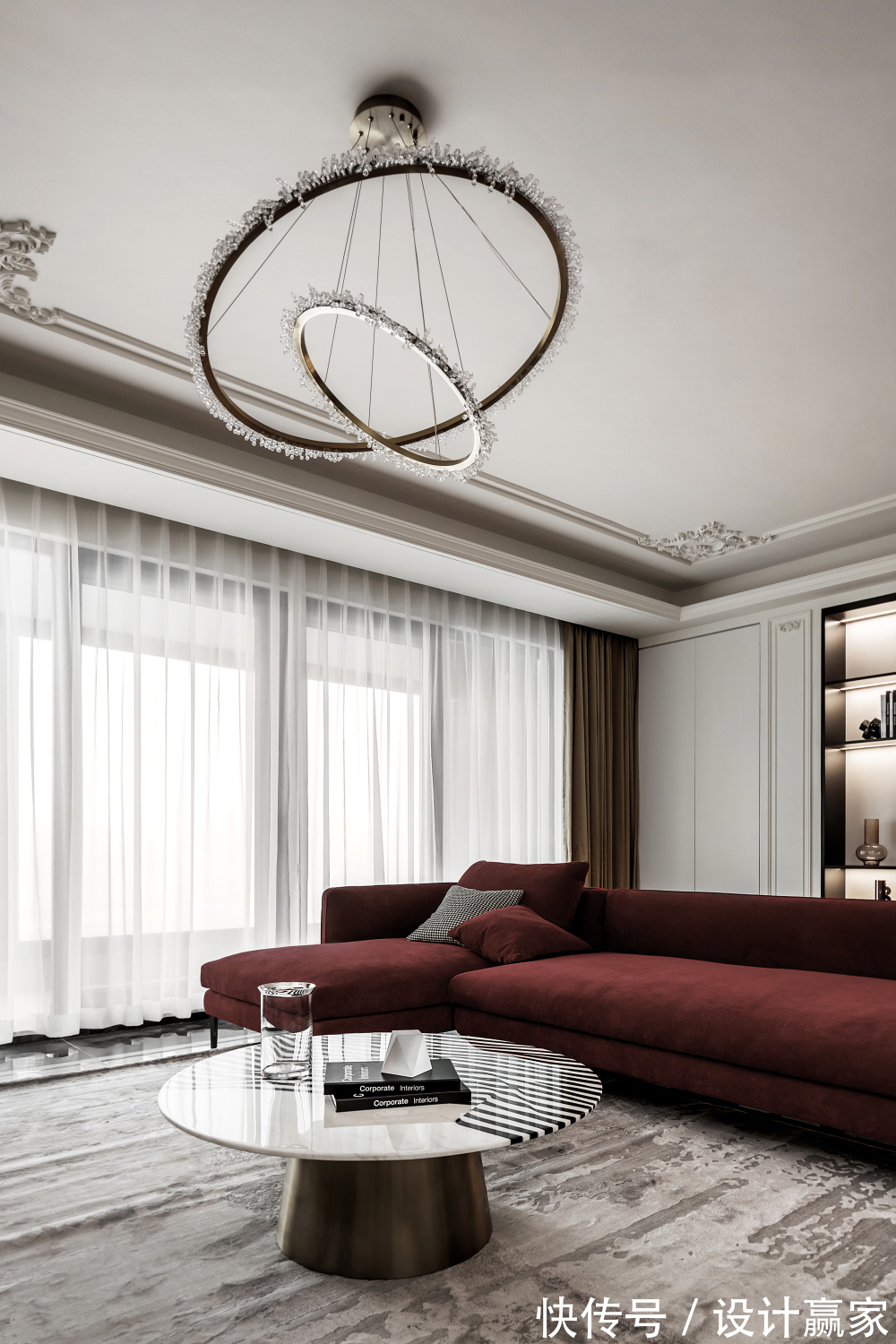 欧式|161㎡精致优雅四居,浪漫酒红+轻奢金,演绎欧式文艺范