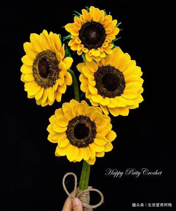 毛线钩针编织向日葵合集,DIY手工编织附图解教程