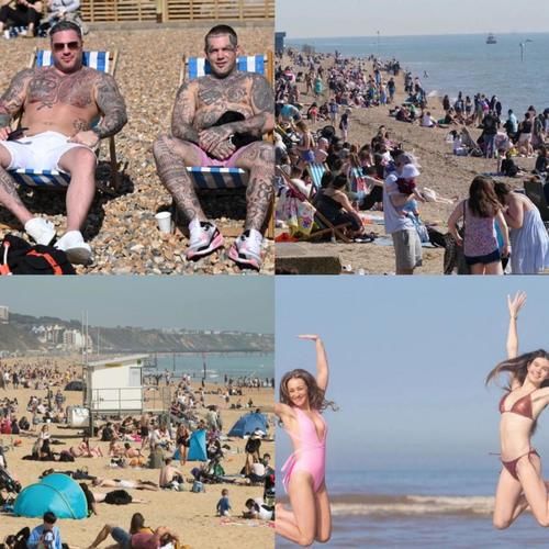 英国 50 年一遇的最热三月，俊男靓女们在沙滩上过夏天