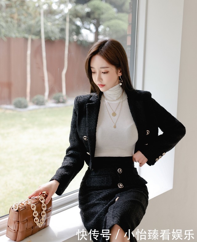 孙允珠每日穿搭:威廉男爵气质高冷俊俏西装裙