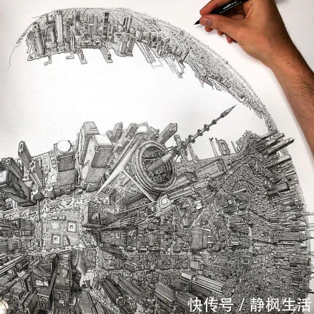 中国文化$英国小伙用针管笔画出了最美中国地图,独一无二的中国风