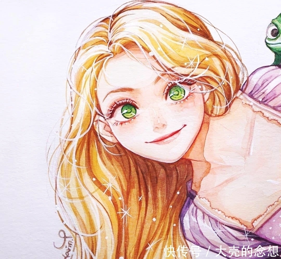 莫阿娜#画师绘制迪士尼公主水彩画,公主颜值提升,美颜效果明显