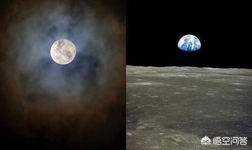 为什么从地球上看月球，月球周围是亮的，而从月球上看地球，地球周围是暗的？
