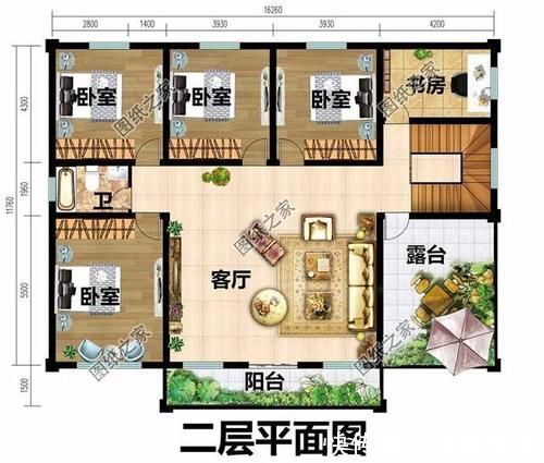 别墅|五开间二层自建房布局图,看了谁还在城里买房啊