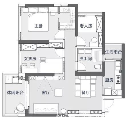 客厅|112平现代轻奢风三居室，一家四口人居住的质感之家