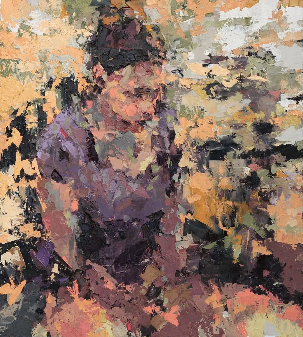 纹理&他将杂碎的色块,厚重的纹理,融于画中的人物