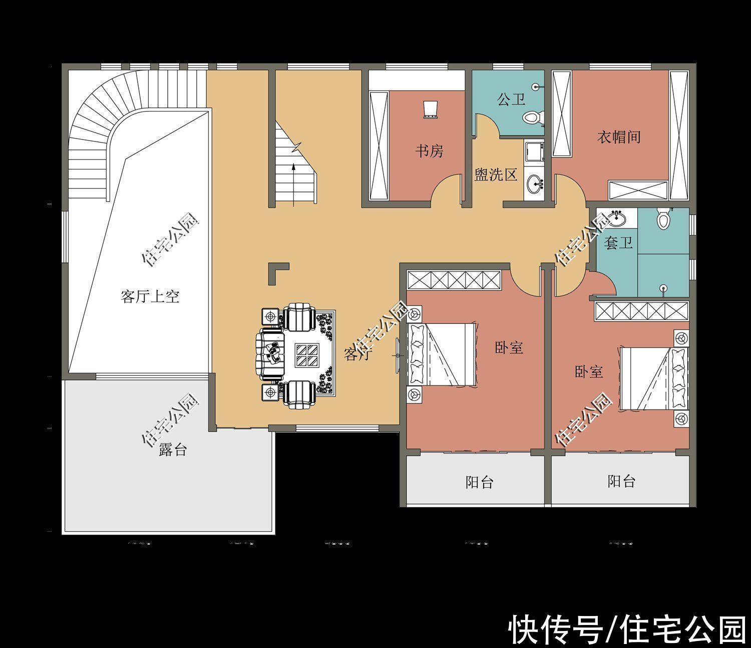 户型|15套挑空客厅户型，专为农村老百姓设计，2021年这样建房面子十足