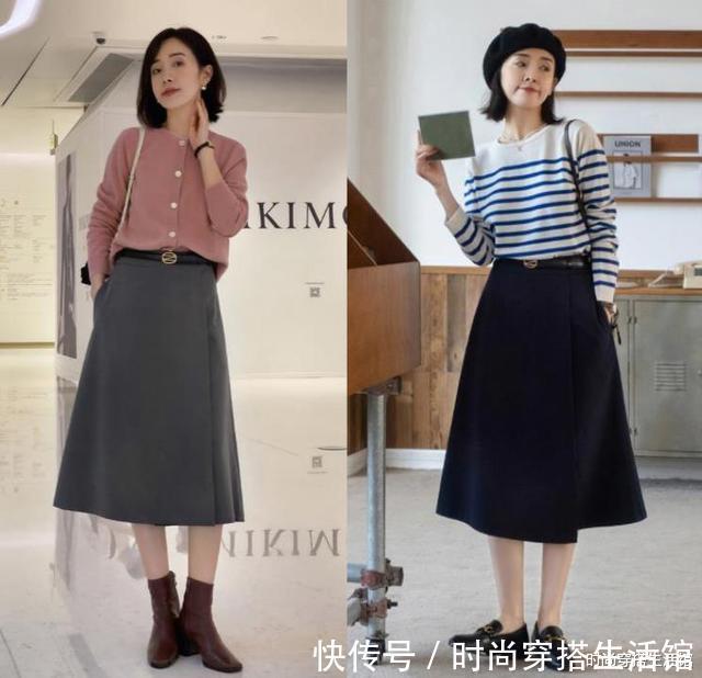百褶裙|?今年火了一种穿法,叫“毛衣+半裙”,显高又显瘦,小个子也能穿