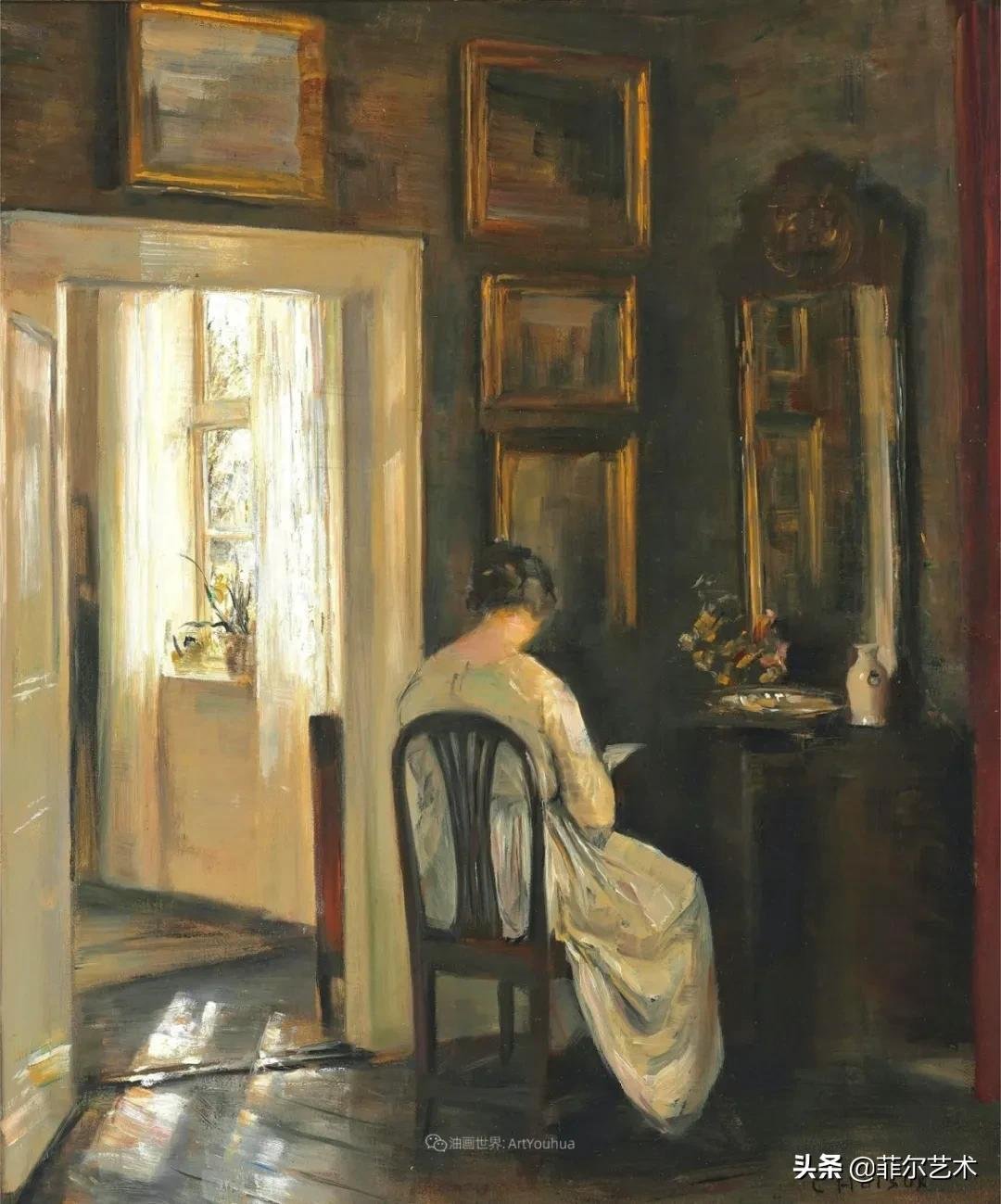 kol|丹麦画家卡尔·维尔赫姆笔下油画里安静的女子，奇妙的光影