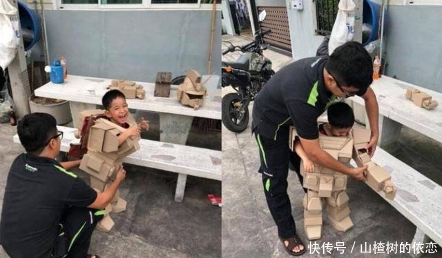 儿子|暖爸用纸箱为四岁儿子打造13公斤纸壳盔甲玩具,全世界只有1套