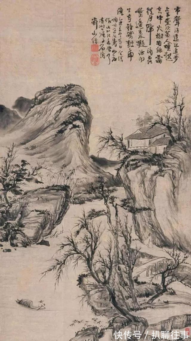 西岩松雪图@清初四大画僧笔下的意境山水，不只是养眼