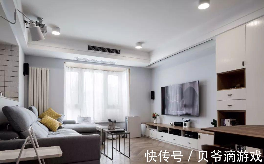 投影布|83平两室一厅，北欧风格，客厅电视和投影布都有，想看啥看啥