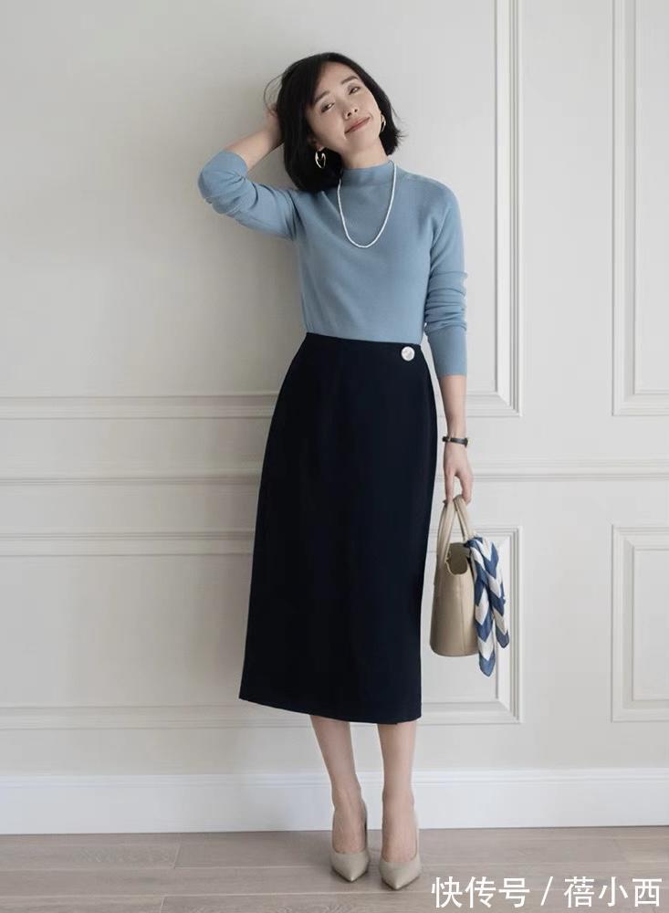 半裙 40岁的女人试试“羊毛衫+半身裙”,学她这样穿,遇见更美的自己