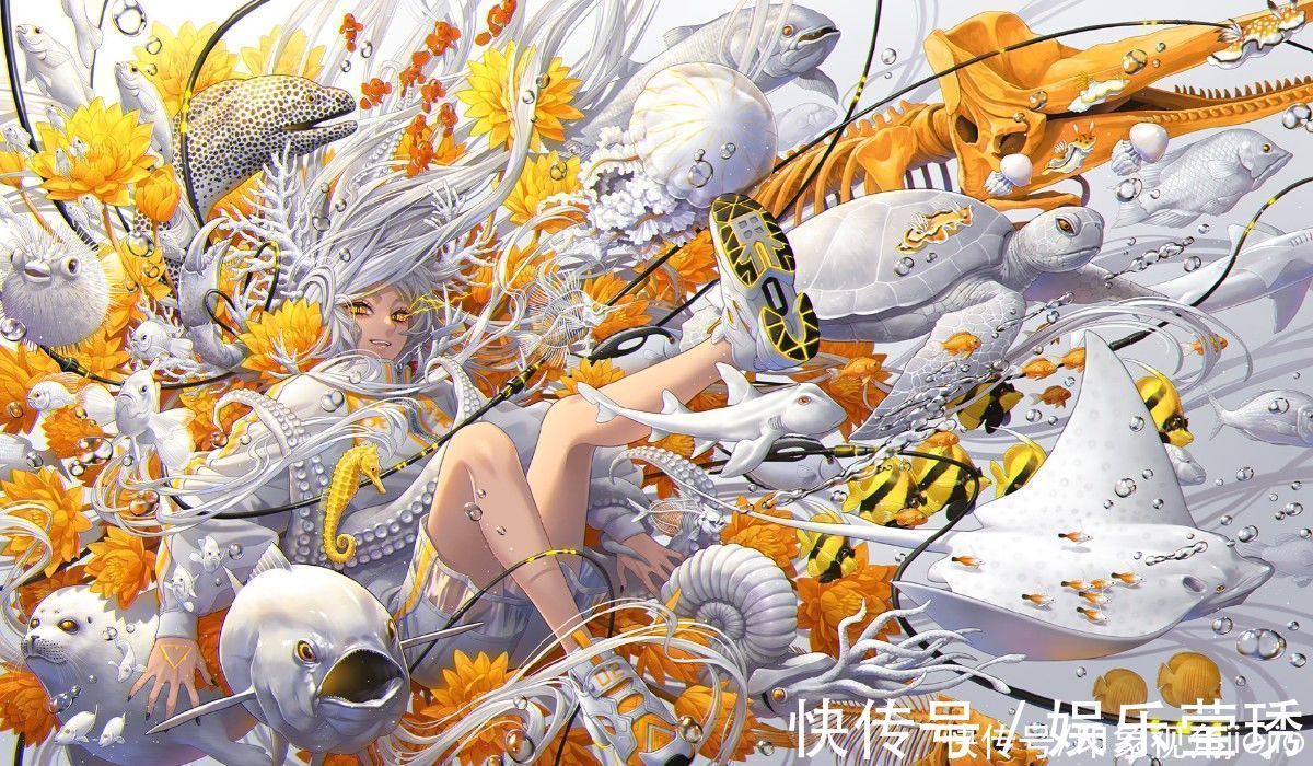 jiojio&五彩斑斓的白色系插画,霸气的画风,细节满满