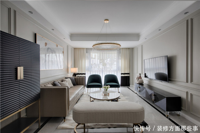 三居室|148平美式三居室,暖色相融,让你好好享受在客厅的温馨时光