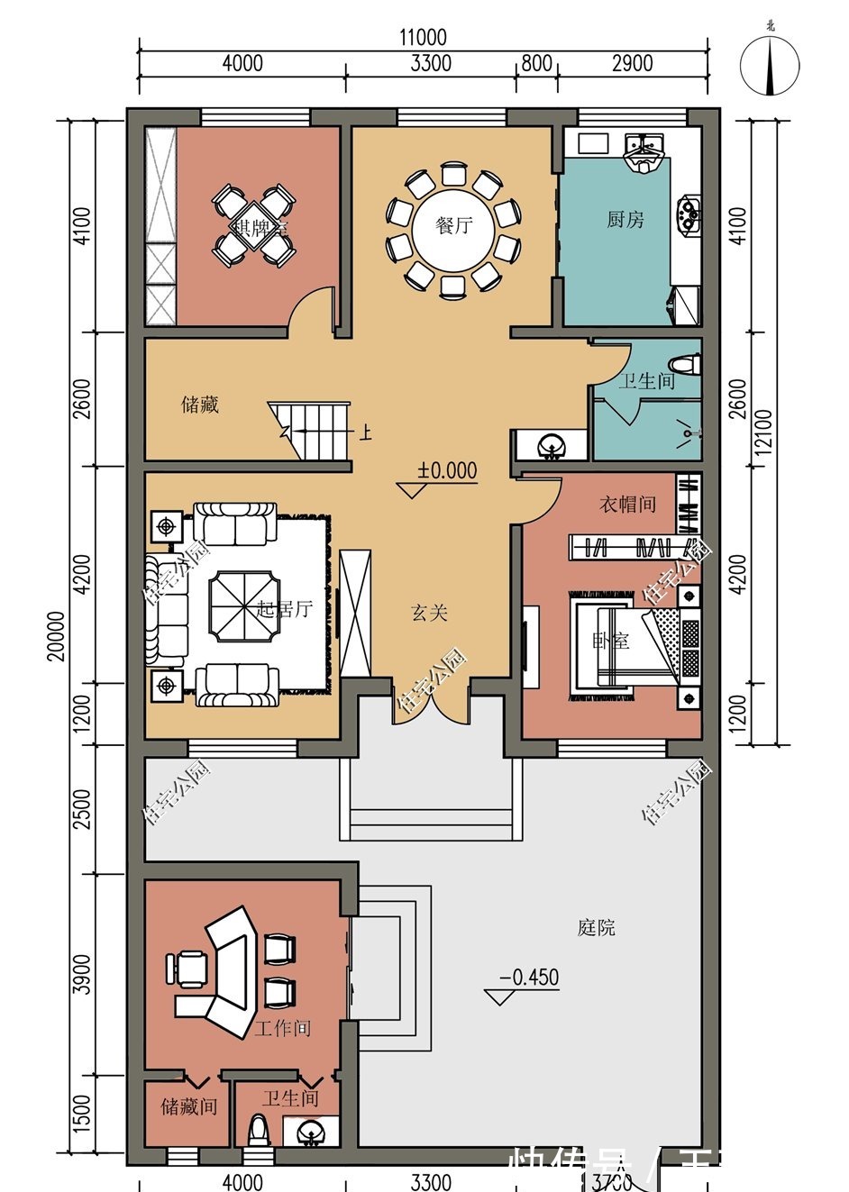 中式|农村盖房选中式准没错,11×12米中式大院户型,院子配露台太赞了
