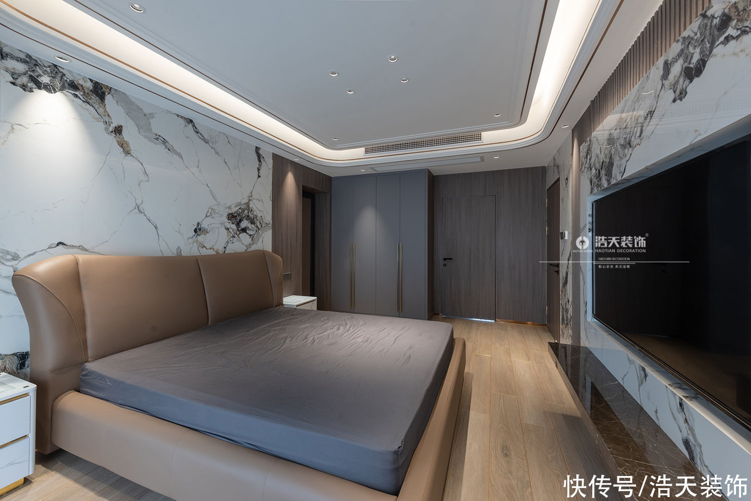 木栅格|200平实景案例，全屋大理石，太惊艳了