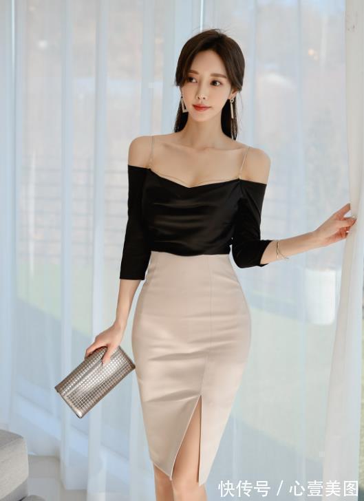 高腰|女神孙允珠高清时尚搭配:晓庭雨墨夜风早樱高腰拼搭裙