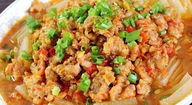 剁椒蚕豆米,孜然牛肉粒,肉末茄子,肉末蒸冬瓜的做法