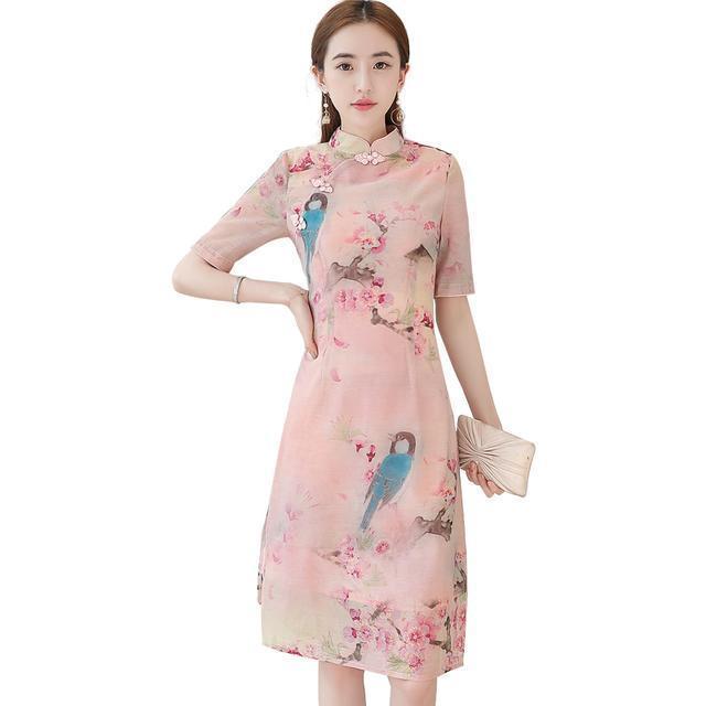 低领|优美旗袍连衣裙,时尚修身,尽显玲珑曲线之美