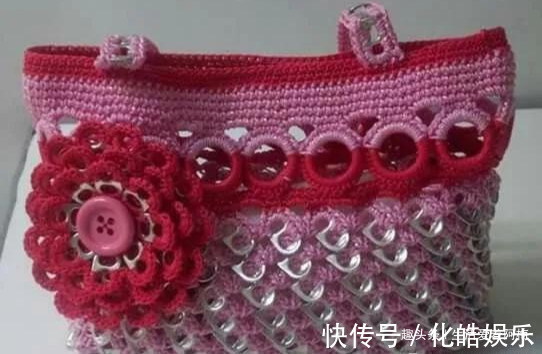 在易拉罐拉环上编织，钩成的包包耐看耐用！DIY变废为宝附教程
