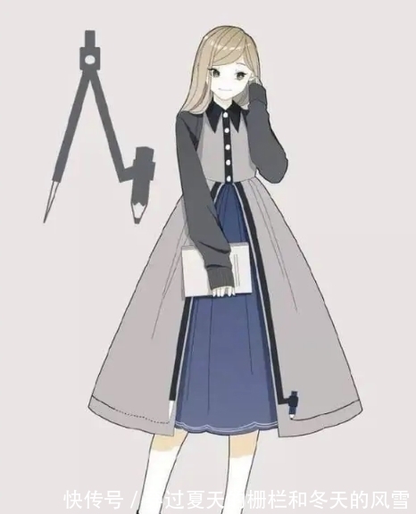 可爱|学习工具拟人化,圆规化身长裙少女,便利贴少年好帅