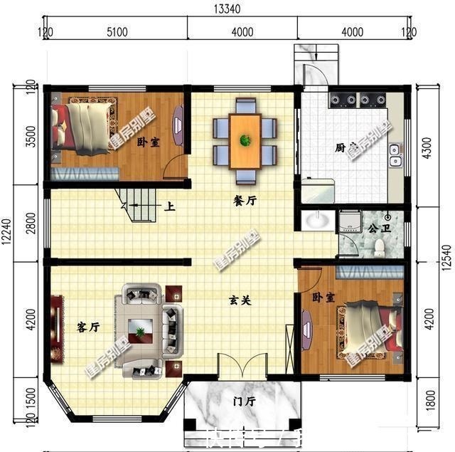别墅|13.3×12.5米二层别墅,精致农村住房,带给你雅致的生活!