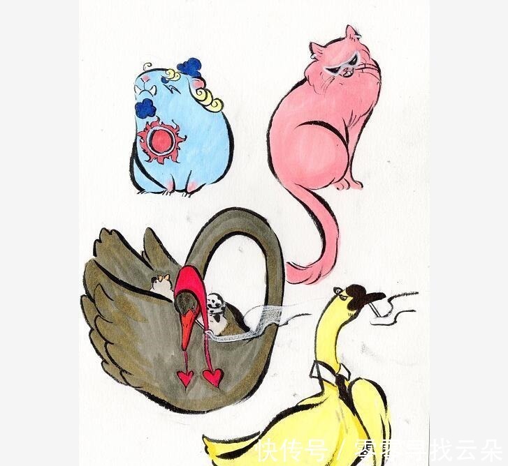 马尔科|抽象画师笔下的海贼王人物,章鱼、大鹅、猫头鹰都是山治