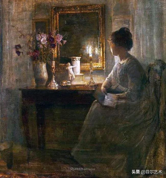 kol|丹麦画家卡尔·维尔赫姆笔下油画里安静的女子,奇妙的光影
