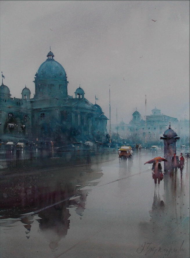 水彩画!水染的建筑与街道,塞尔维亚水彩画大师Dusan Djukaric作品(一)