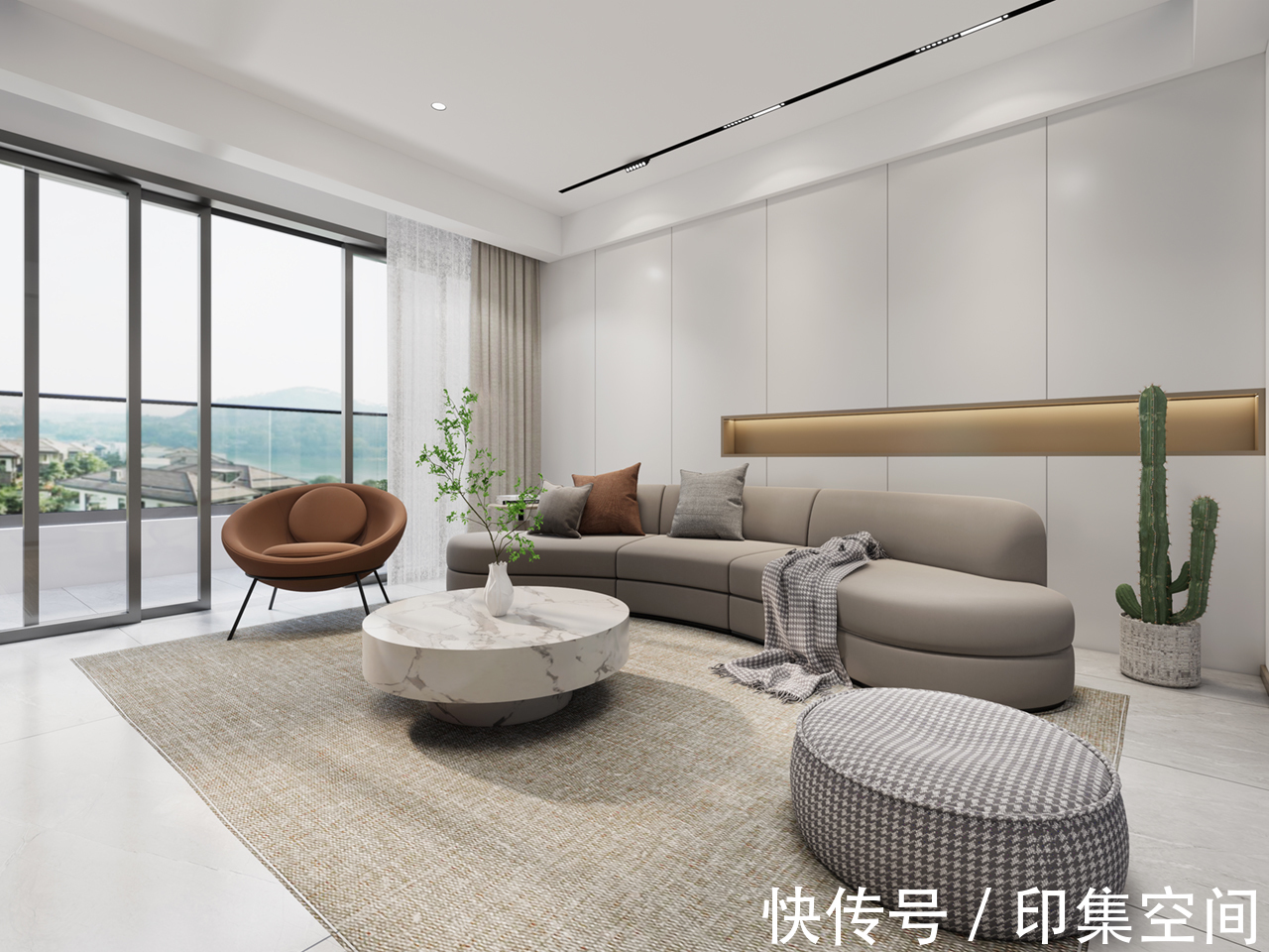 电视墙|极简+悬空电视墙，营造大平层空间感