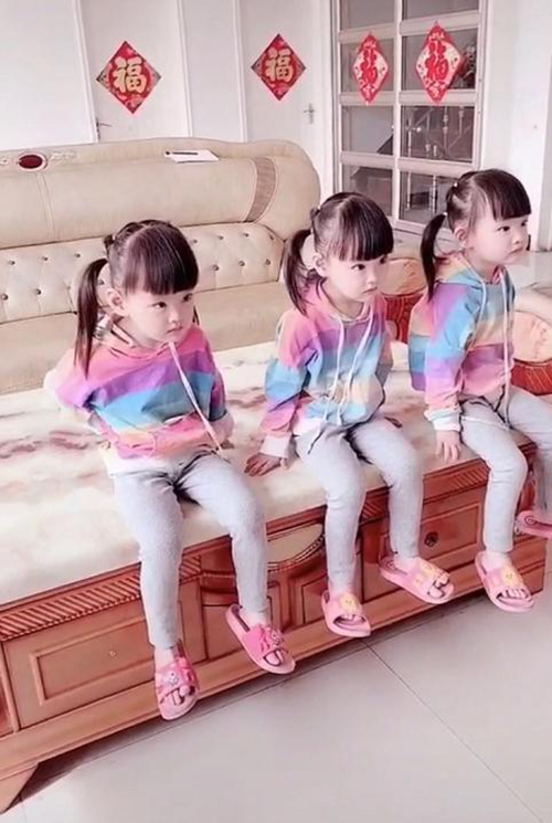 女儿|三胞胎女儿一模一样,爸爸傻傻分不清,于是想出来个妙招,太机智