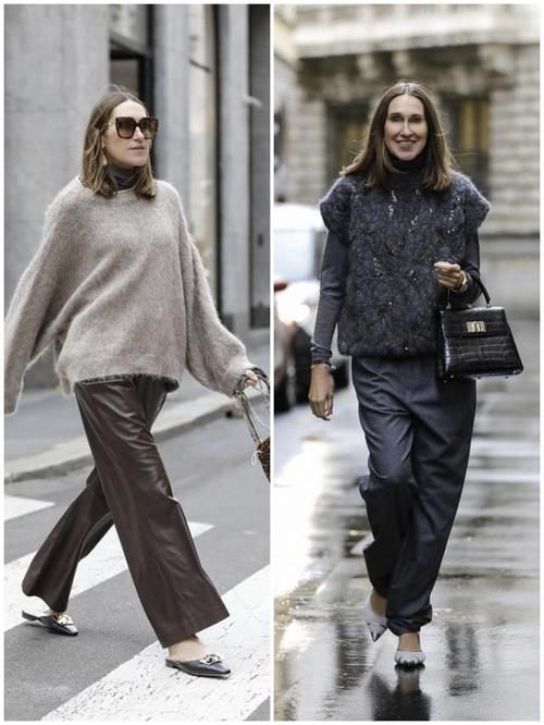 有品位的女人试试穿“毛衣＋阔腿裤”，冬日的温柔搭配，太美了