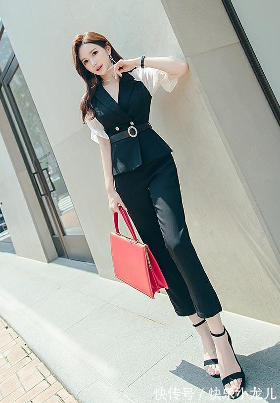 时尚|时尚气质的小西装搭配休闲直筒的小脚九分裤，穿出时尚气质
