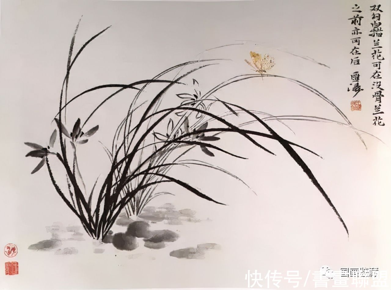 兰叶@国画兰花绘画技法，怎样画兰，兰与竹的组合画法教程