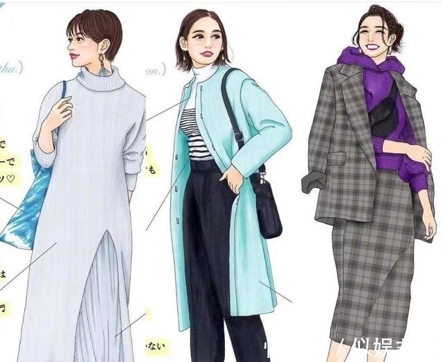格纹 真人的搭配看烦了!来看下日本插画师momo,手绘秋冬穿搭