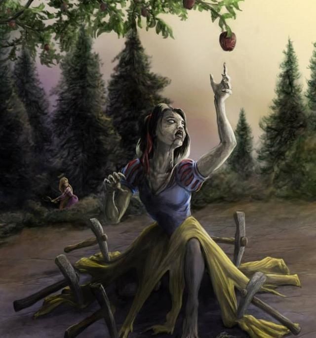 白雪公主#迪士尼公主变成恐怖“怪物”,丧尸让人害怕,吸血鬼画风妖娆