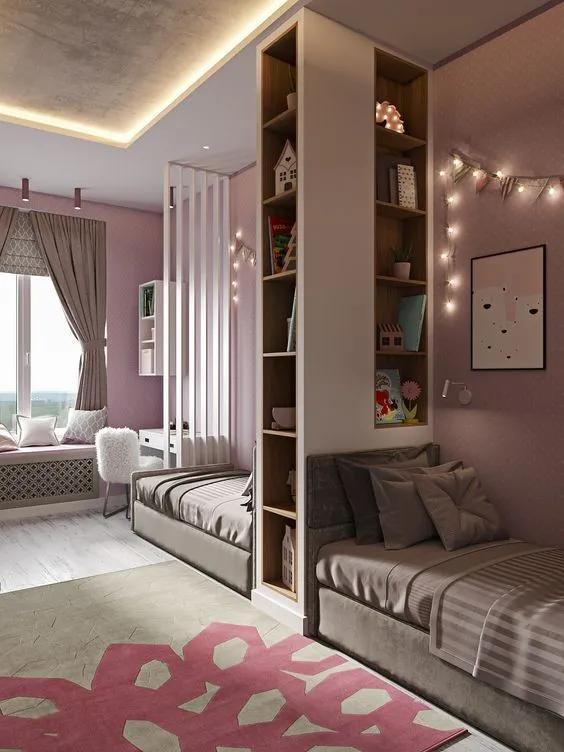 床头柜|儿童房还在装上下铺不如做个大床中间打上柜子,立马拥有两张床