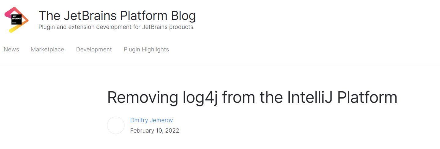 jetb|JetBrains 宣布：IntelliJ 平台彻底停用 Log4j 组件