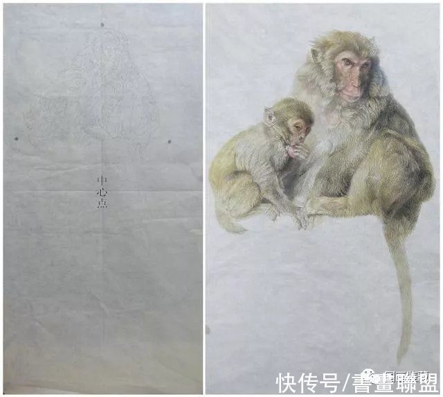 电吹风！国画工笔画动物猴子绘画技法步骤解析，惟妙惟肖的工笔猴画欣赏