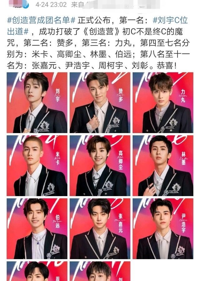 力丸|创造营成团名单公布：刘宇逆袭拿下C位，庆怜被淘汰却惹众怒