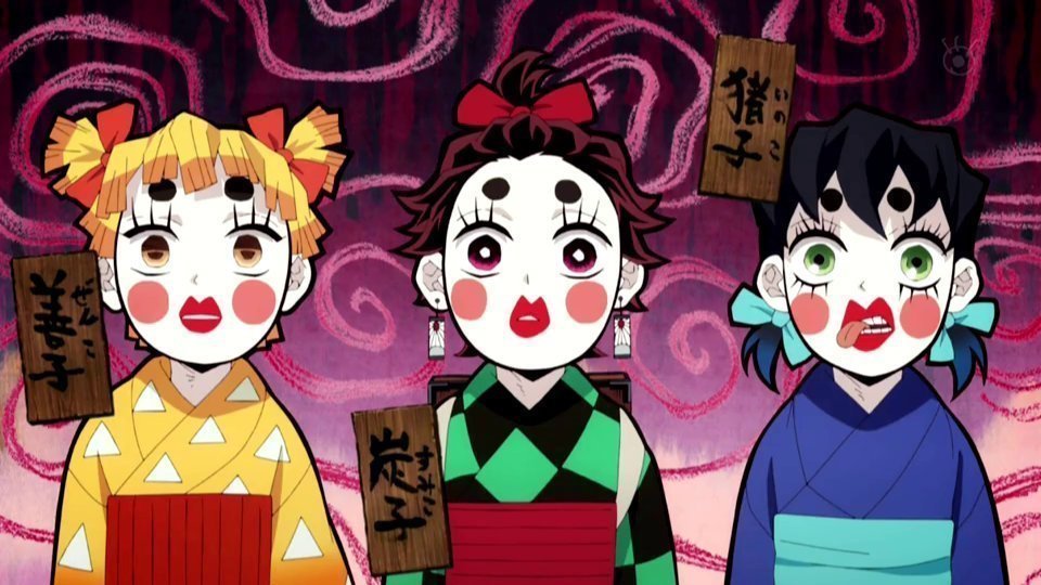 头套|主角四人组互换衣服,祢豆子新形象太飒,建议伊之助女装半永久