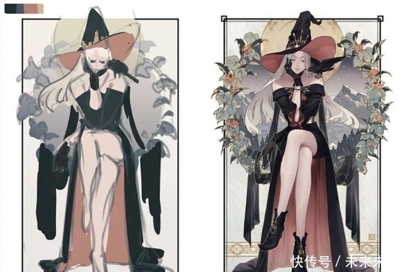 画作&画师们分享草稿和成品,省略“一点点”细节,完全是两种样子