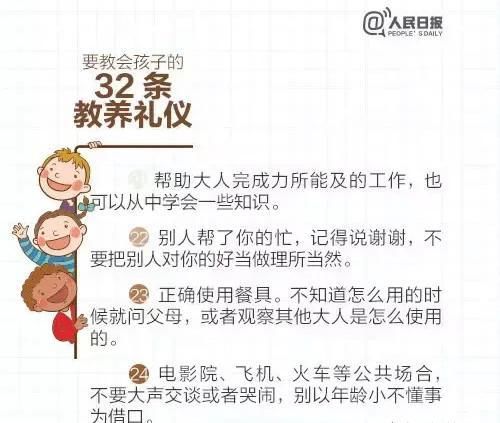 教养|人民日报：这32条教养礼仪，越早教会孩子越好（家长收藏好）